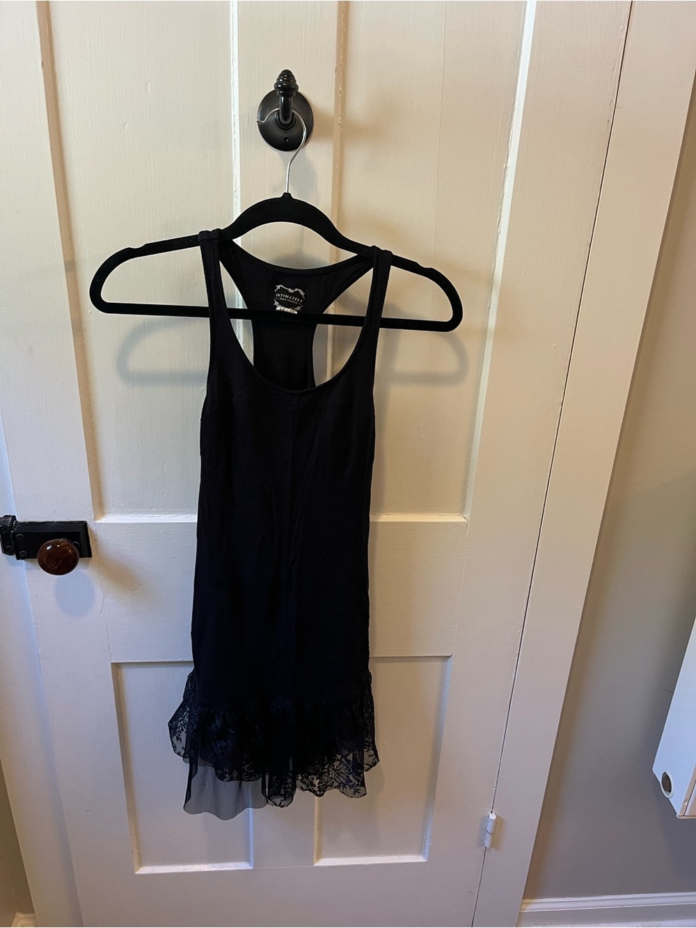 Intimately Free People Mini Cotton Slip Dress Lace Size XS black